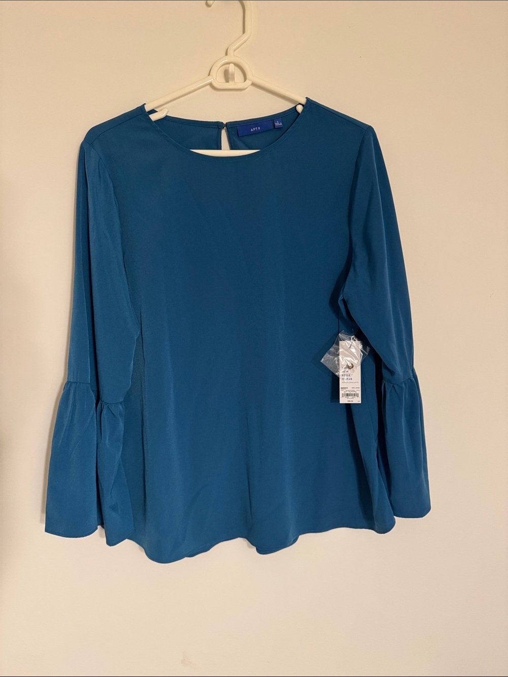 Apt. 9 Teal Blue Bell-Sleeve Blouse